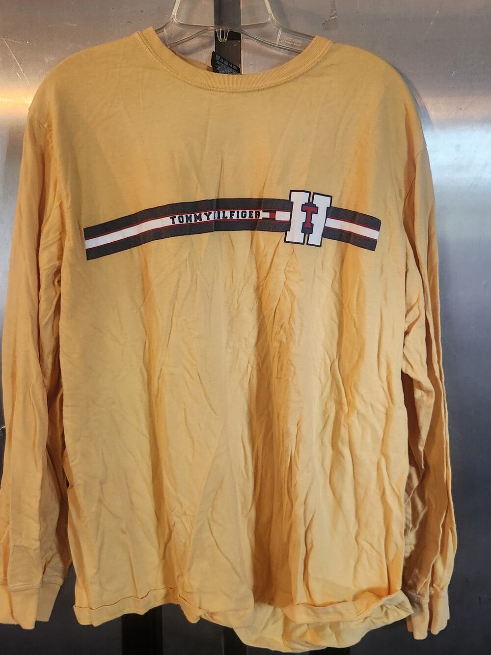 Tommy Hilfiger Vintage Yellow Flag Logo Long Sleeve Shirt Men's Size L
